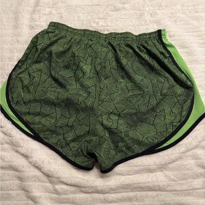 Nike Green Printed Athletic Running Shorts with Black Trim